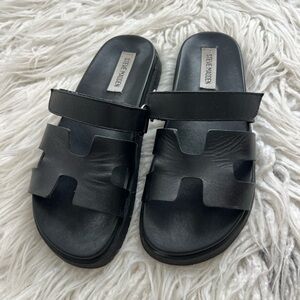 Steve Madden Black Cutout Slide Sandals